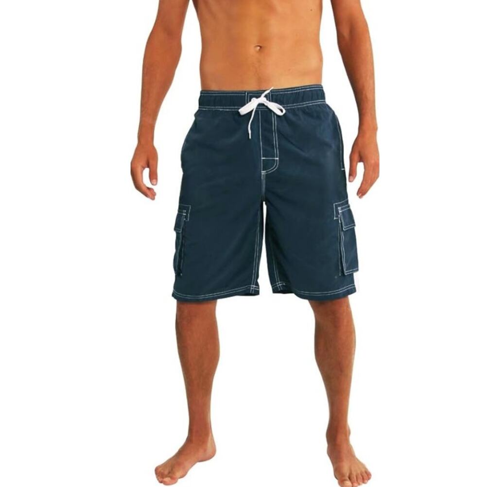 Kanu Surf Men's Board Shorts Cargo Swim Trunks Blue White Size XL